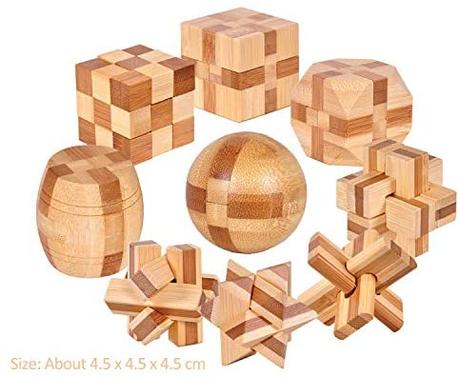 9 cubos rompecabezas de madera