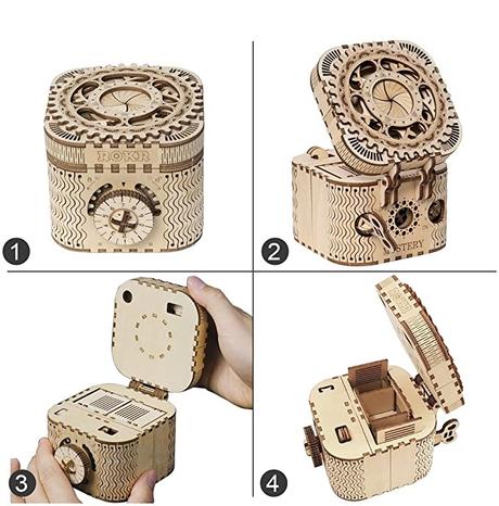 Caja del tesoro de madera, juegos de ingenio de madera