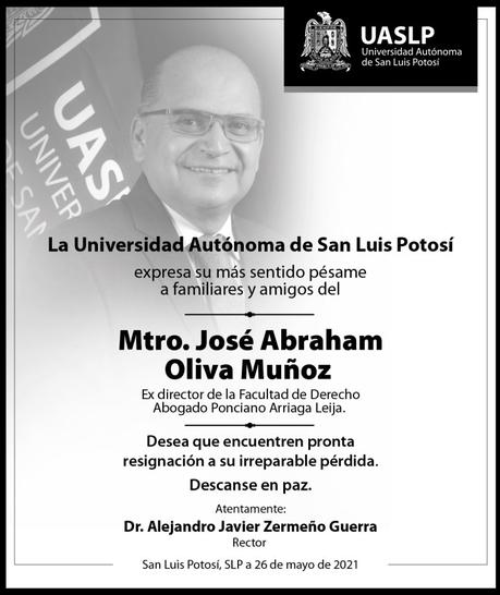 Fallece ex director de la Facultad de Derecho Abraham Oliva