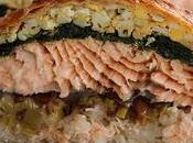 Salmón Wellington espinacas, arroz champiñones