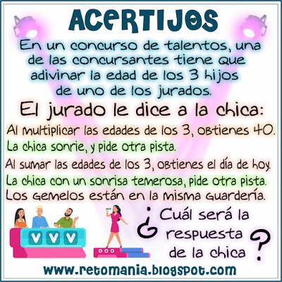 RETOS MATEMÁTICOS - ACERTIJOS RETOS MATEMÁTICOS - ACERTIJOS
