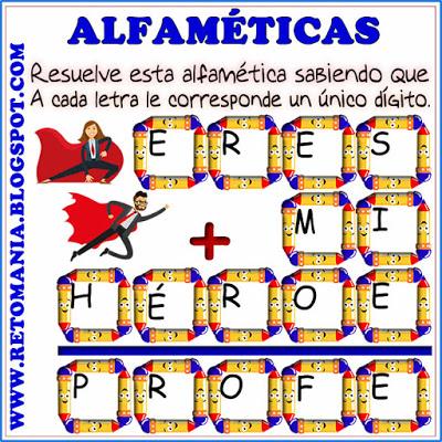Alfamética, Criptoaritmética, Criptograma, Criptosuma, Juego de Palabras, Suma de Palabras, Día del Maestro, Día del Profesor