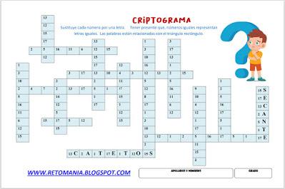 CRIPTOGRAMA MATEMÁTICO Funciones,Funciones Trigonometricas, Polígonos, Razones Trigonométricas,Crucigramas,Crucinúmeros,Criptograma,
