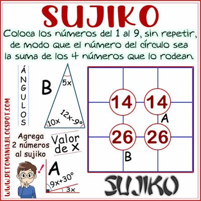 RETOS MATEMÁTICOS Sujiko,Ken Ken,Suko,Desafíos matemáticos,Retos Matemáticos,Retos mentales,Pasatiempos,