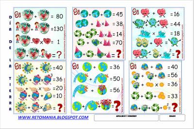 Descubre el Número, Busca el número, Acertijos, Ecuaciones,  Día de la Tierra, Desafíos matemáticos, Retos Matemáticos, Retos mentales,