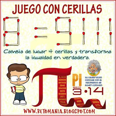 JUEGO CON CERILLAS - DÍA PI Juego con Cerillas, Día Pi, Pi, Día Internacional de Pi