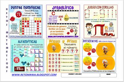 RETOS MATEMÁTICOS - DÍA PI Día Pi,Jeroglífico,Juego con cerillas,Día Internacional de Pi,Criptoaritmética,Alfamética,Pi,Puntos numéricos, Desafíos matemáticos, Retos matemáticos, Problemas matemáticos