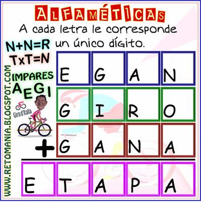CRIPTOARITMÉTICA - EGAN BERNAL Alfamética, Criptoaritmética, Criptosuma, Criptograma, Suma de Palabras, Juego de palabras, Desafíos matemáticos, Retos matemáticos, Problemas matemáticos, Acertijos, Acertijos numéricos, Problemas de matemáticas