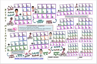 CRIPTOARITMÉTICAS - EGAN BERNAL Alfamética, Criptoaritmética, Criptosuma, Criptograma, Suma de Palabras, Juego de palabras, Desafíos matemáticos, Retos matemáticos, Problemas matemáticos, Acertijos, Acertijos numéricos, Problemas de matemáticas
