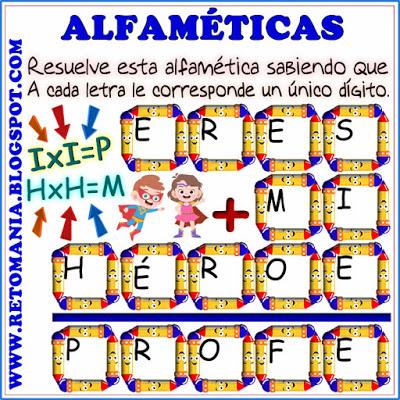 ALFAMÉTICAS - DÍA DEL MAESTRO Alfamética, Criptoaritmética, Criptograma, Criptosuma, Juego de Palabras, Suma de Palabras, Día del Maestro, Día del Profesor