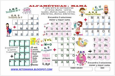Alfamética, Criptoaritmética, Retos matemáticos, Desafíos matemáticos, Problemas matemáticos, Juegos de palabras, Suma de Palabras