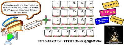CRIPTOARITMÉTICA Alfametica, Alfamética, Criptoaritmética, Criptosuma, Juego de palabras, Juego de letras, Día del Idioma, Día del Libro, Retos matemáticos, Desafíos matemáticos, Problemas matemáticos