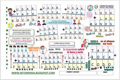 Alfaméticas, Criptoaritméticas, Criptograma, Criptosuma, Desafíos matemáticos, Retos matemáticos, Problemas matemáticos, Suma de palabras, Juego de palabras, De vuelta al Cole, De regreso a Clases