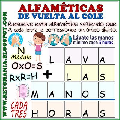 ALFAMÉTICAS DE REGRESO A CLASES Alfaméticas, Criptoaritméticas, Criptograma, Criptosuma, Desafíos matemáticos, Retos matemáticos, Problemas matemáticos, Suma de palabras, Juego de palabras, De vuelta al Cole, De regreso a Clases