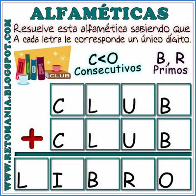 Alfaméticas, Criptoaritméticas, Criptograma, Criptosuma, Desafíos matemáticos, Retos matemáticos, Problemas matemáticos, Suma de palabras, Juego de palabras