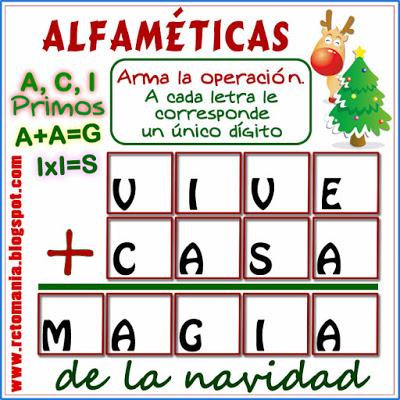 Alfamética, Criptoaritmética, Criptosuma, Criptograma, Navidad, Matemáticas y Navidad