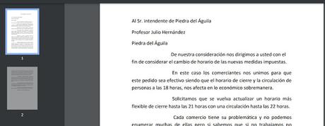 Carta al intendente Julio Hernández