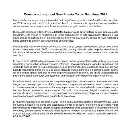 Polémica por el premio a Antonio Martín en el Barcelona Cómic on Demand