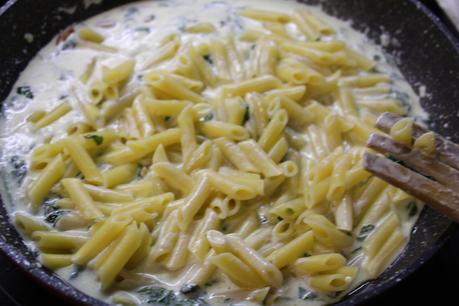 macarrones con espinacas