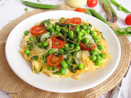 Frittata de guisantes, espárragos, queso ligth y menta Frittata de guisantes, espárragos, queso ligth y menta