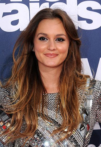 Leighton Meester photographed on the red carpet at the 2011 MTV Movie Awards in Los Angeles.