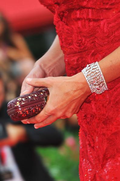 Model Cindy Crawford (handbag, bracelet detail) attends 