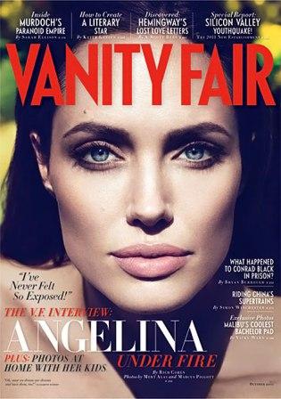 Bellísimo primer plano de Angelina Jolie en portada de Vanity Fair USA, Octubre 2011