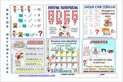 Desafíos matemáticos, Retos matemáticos, Problemas matemáticos, Retos mentales, Problemas de matemática, Retos matemáticos con solución, Retos matemáticos Día del Estudiante, Acertijos, Alfamética, Criptoaritmética, Descubre el resultado, Puntos numéricos, Jeroglífico
