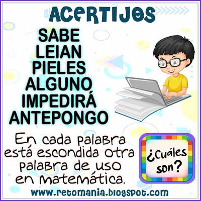 RETOS MATEMÁTICOS - ACERTIJOS Desafíos matemáticos, Retos matemáticos, Problemas matemáticos, Retos mentales, Acertijos matemáticos, Acertijos, Acertijos con solución, Enigmas, Palabras escondidas, Palabra oculta