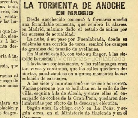 Grave tormenta de verano durante las Fiestas Patronales de 1893