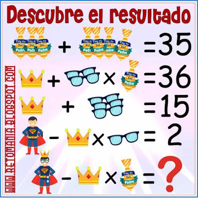 Acertijos, Acertijos matemáticos, Acertijos con solución, Descubre el número, Descubre el resultado, ¿Cuál es el resultado?, Desafíos matemáticos, Retos matemáticos, Problemas matemáticos, Retos con solución, Acertijos y Ecuaciones