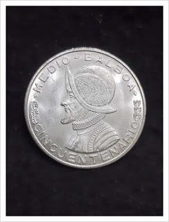 Moneda de medio Balboa acuñada en 1953
