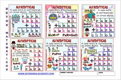 Alfamética, Criptoaritmética, Criptosuma, Criptograma, Suma de letras, Suma de palabras, Lógica de letras, Desafíos matemáticos, Retos matemáticos, Problemas matemáticos, Problemas de matemáticas, Acertijos, Acertijos matemáticos, Acertijos con Solución, Día del Padre y matemáticas, alphametic, matemáticas, matematik