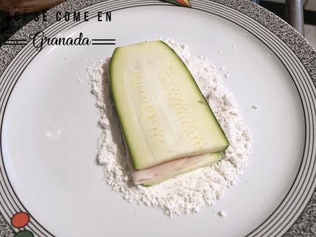 San jacobos de calabacín con queso azul y pavo