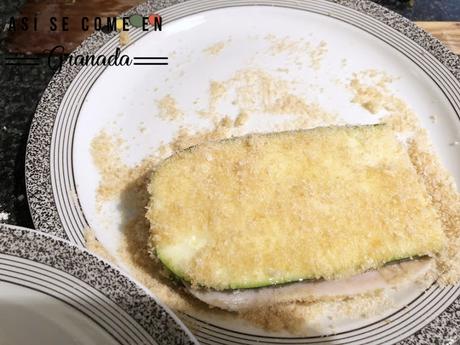 San jacobos de calabacín con queso azul y pavo