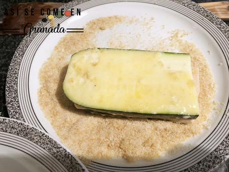 San jacobos de calabacín con queso azul y pavo