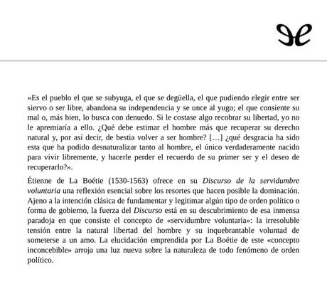 La servidumbre voluntaria