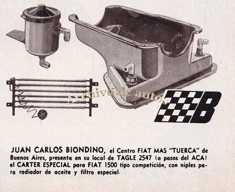 Cárter especial, radiador y filtro de aceite para el Fiat 1500