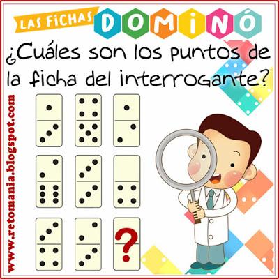 RETOS MATEMÁTICOS - DOMINÓ Acertijos, Desafíos matemáticos, Retos matemáticos, Problemas matemáticos, Juego de dominó, Fichas de dominó, Acertijos con Solución, Dominó,