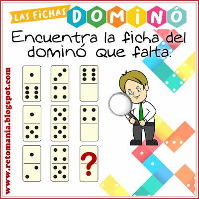 RETOS MATEMÁTICOS - DOMINÓ Acertijos, Desafíos matemáticos, Retos matemáticos, Problemas matemáticos, Juego de dominó, Fichas de dominó, Acertijos con Solución, Dominó,