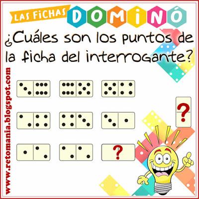 RETOS MATEMÁTICOS - DOMINÓ Acertijos, Desafíos matemáticos, Retos matemáticos, Problemas matemáticos, Juego de dominó, Fichas de dominó, Acertijos con Solución, Dominó,