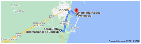 Traslado al hotel Riu Palace Peninsula distancia del aeropuerto de Cancún al hotel Riu Palace Peninsula