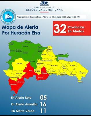 Vientos de Huracan Elsa llegarán a sur dominicano con fuerza de tormenta tropical.