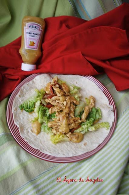 Fajitas de pollo al curry Fajitas de pollo al curry El Ágora de Ángeles