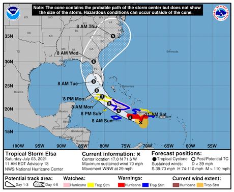 Elsa baja a tormenta, pero dejaría lluvias considerables en el sur.