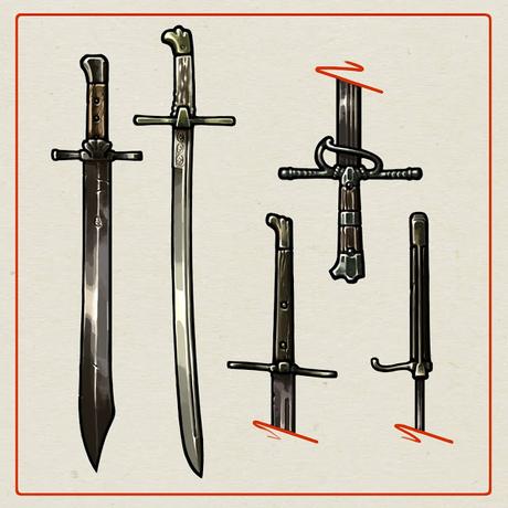 Ilustraciones de armas medievales, por Qsy