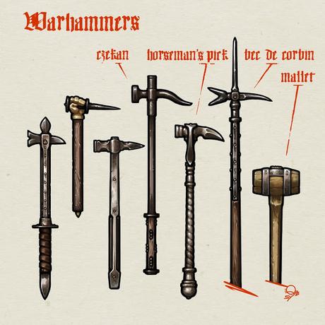 Ilustraciones de armas medievales, por Qsy