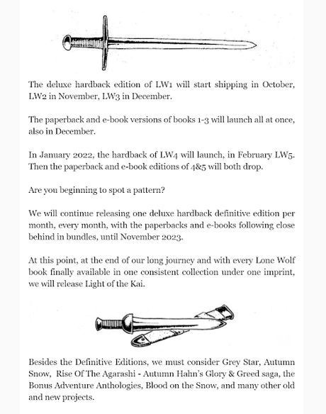 Re-impresión de los libro-juegos de Lobo Solitario este otoño