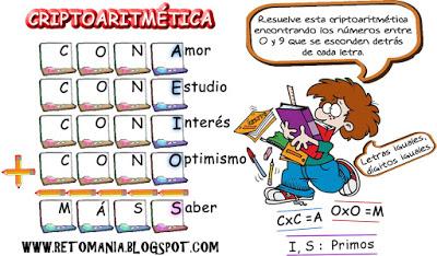 Alfamética, Criptoaritmética, Criptosuma, Alfametica de regreso a clases, Alfamética de vuelta al colegio, Juego de letras, Juego de palabras
