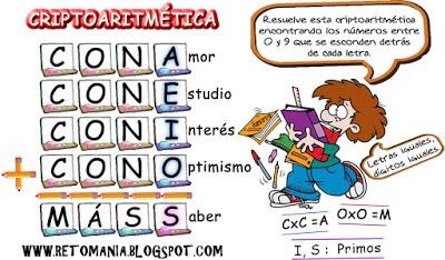 Alfamética, Criptoaritmética, Criptosuma, Alfametica de regreso a clases, Alfamética de vuelta al colegio, Juego de letras, Juego de palabras